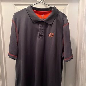 Gray Polo Shirt with Red Accents